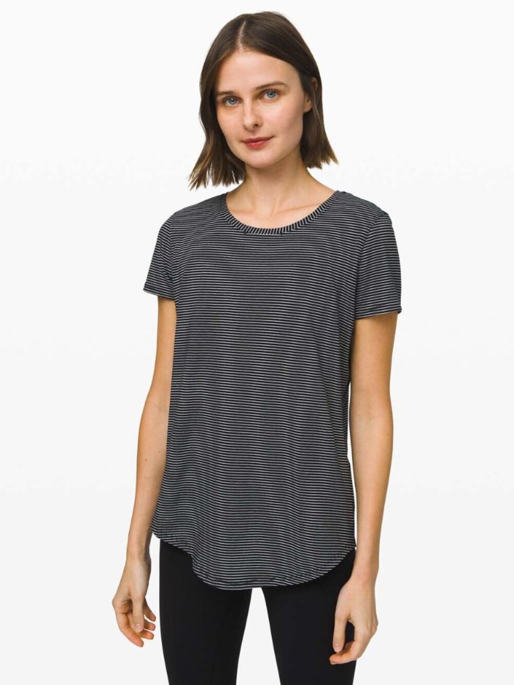 Lululemon - Love Crew Tee Shirt - Black White Hyper Stripe - Size 6 - EUC